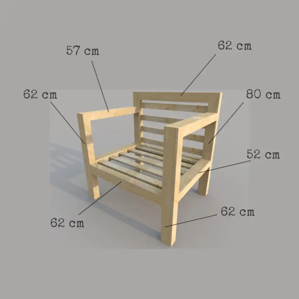 projekt drewnianego fotela na taras wymiary